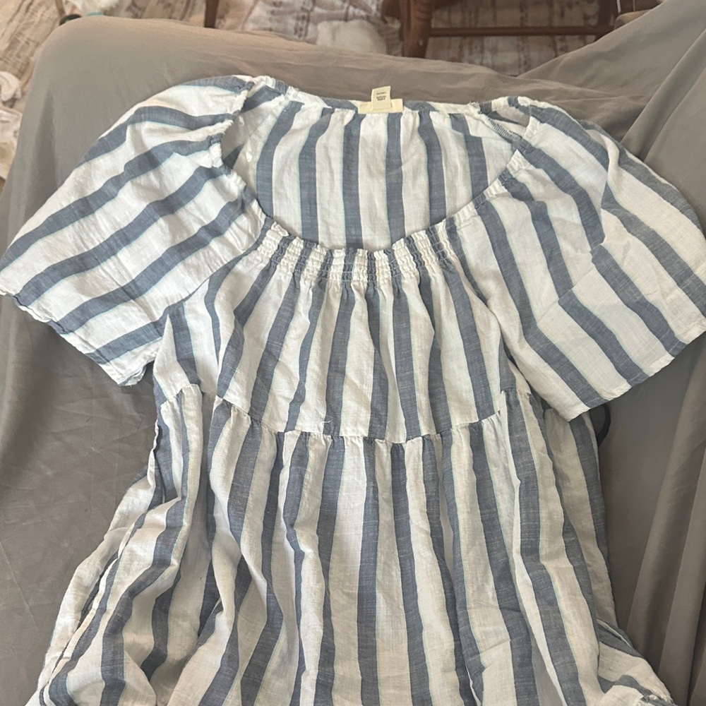 a.n.a Blue and White Striped Dress
